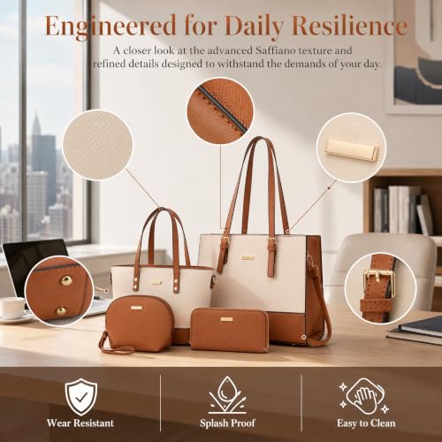 Image of Women Fashion Handbags Tote Bag Shoulder Bags Top Handle Satchel Purse Set