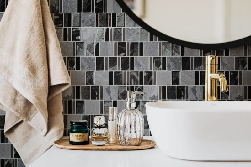 Mosaïque pour carrelage mosaïque carré verre pierre naturelle Crystal tranparent Mix crème gris noir I 1 planche