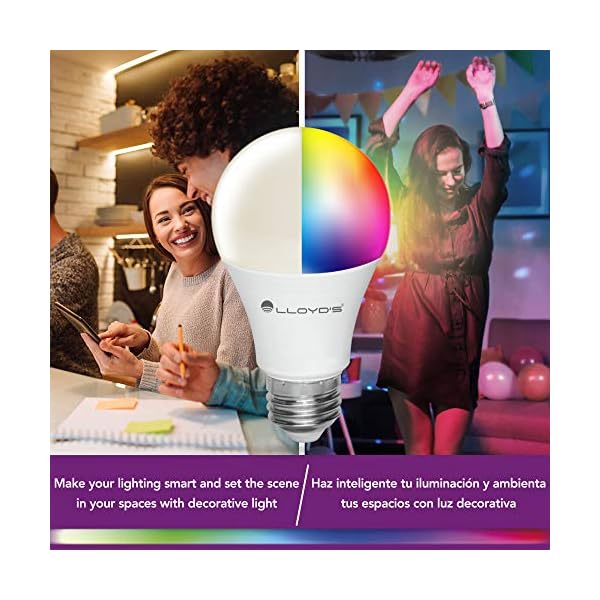 WiFi Smart Bulb A19, Mehrfarbig + Weißlichtbereich (Warmweiß bis Kaltweiß, 2700K-6500K), Funktioniert mit alexa… – Bild 5