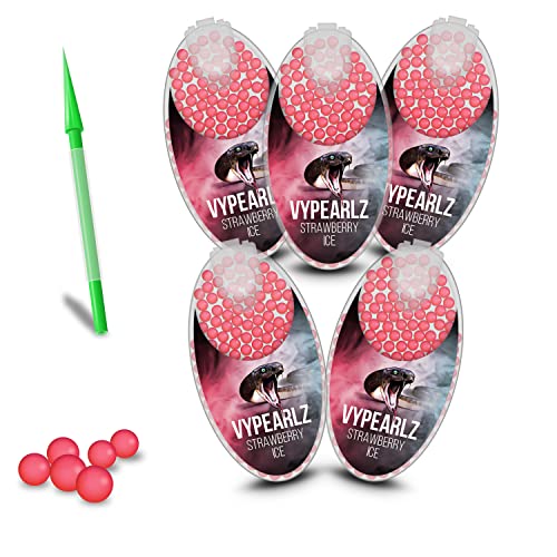 VYPEARLZ - Premium Aroma Kapseln | Zigarettenfilter Kapseln | Aromatische Kapseln | DIY Click Filter Kugeln mit Einsetzstab für intensiven Geschmack | 100 Kapseln pro Packung (500-Strawberry Ice) Cover