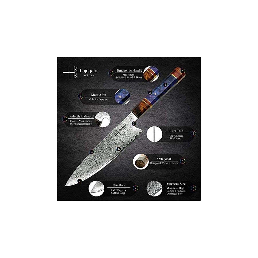 Damascus-Chef-Knife-Gyuto-Hajegato-Unique-One-Of-Kind-Handle-Professional-8-Inch-Japanese-Chefs-Kitchen-Knife-Vg10-67-Layers-Damascus-Steel-Knive-with-Sheath hajegato Damascus Chef Knife Gyuto Unique One Of Kind Handle Professional 8 Inch Japanese Chefs Kitchen Knife Vg10 67 Layers Damascus Steel Knive with Sheath