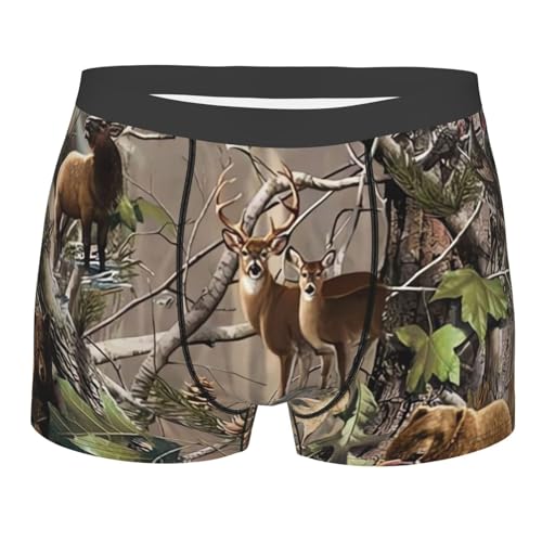 Men's Underwear Wildlife Hunting Deer Bear Elk Boxer Briefs Ultra Breathable Stretch Mens Moisture Wicking Underwear