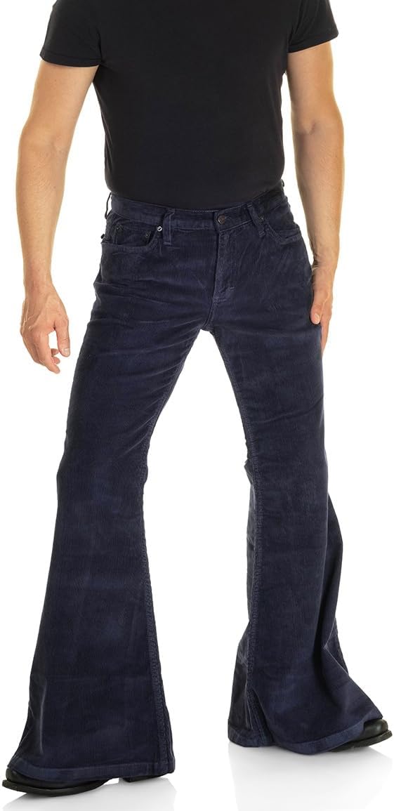 Men's Corduroy Relaxed Vintage 60s 70s Bell Bottom Pants Stretch Fit Classic Comfort Flared Flares Retro Disco Pants - Image 5