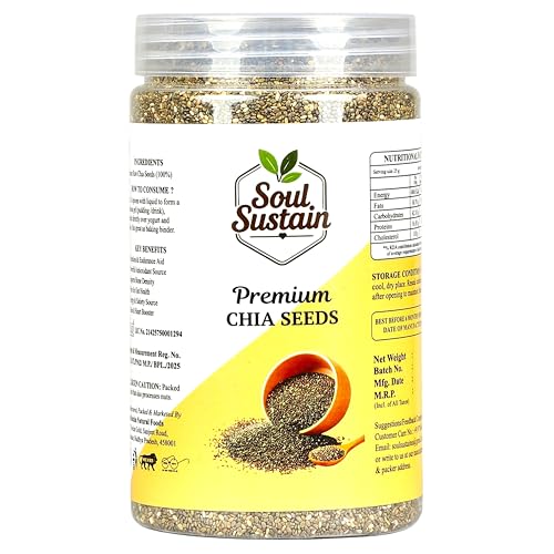 Image of Chia Seeds Raw Superfood 500 GM - Omega‑3 ALA Rich, High Fiber Nutrition, Plant Protein Boost, Gut Health Support, Diet Friendly, Smoothies & Puddings, Baking & Meal Toppers, Seeds for Daily Use