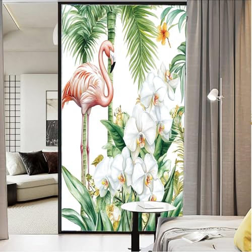 Vinilo para ventana privacidad diseño Flamingo 17.7x23.6 in miniatura 3