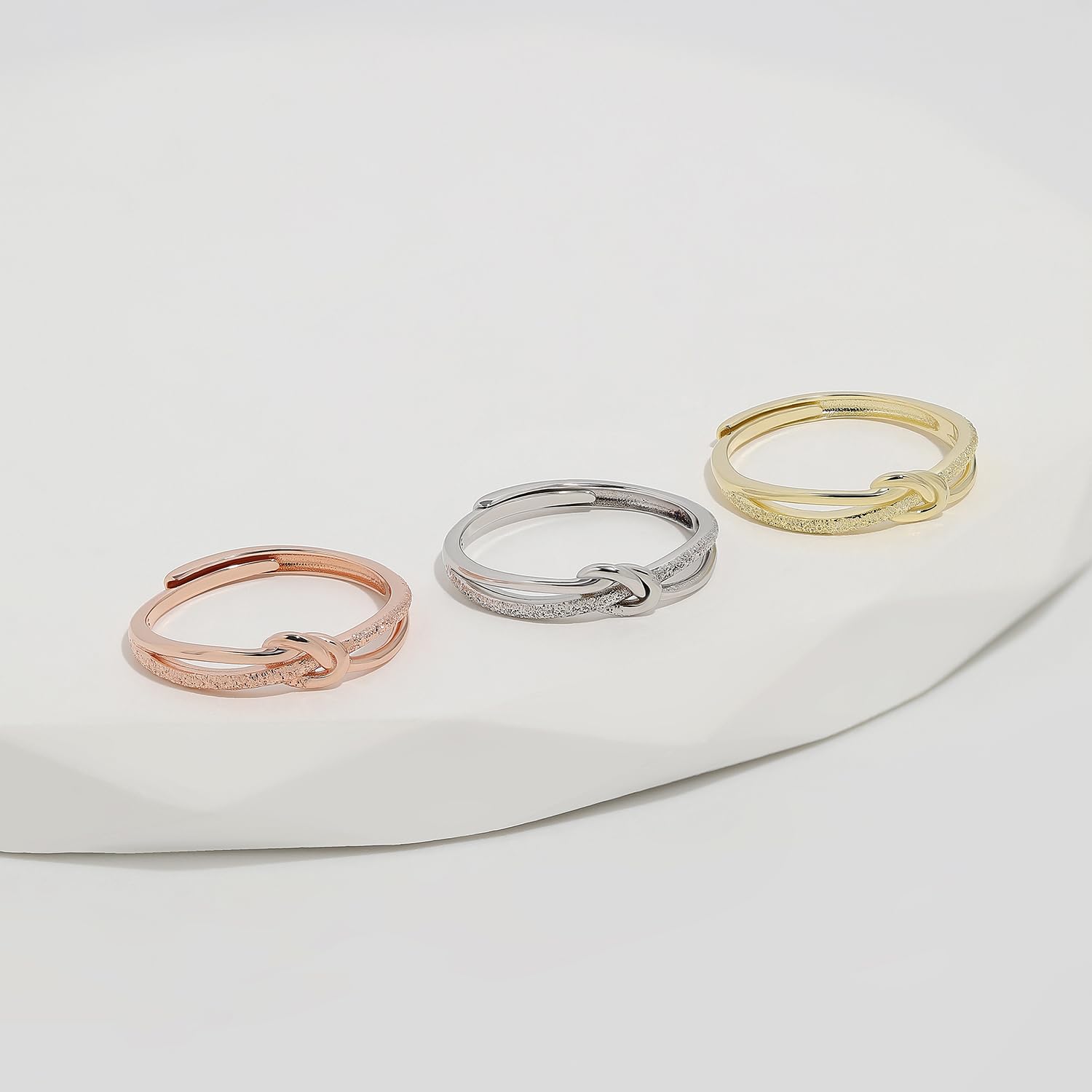 Meissa Knotenringe für Damen, 925 Sterling Silber Verstellbare Ringe Vergoldeter Statement Ring Mutter Tochter Knotenring Freundschaftsringe