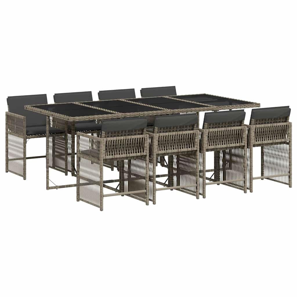 vidaXL Ensemble à Manger de Jardin avec Coussins 7 pcs, Table et Chaises à Dossier Rabattable, Meubles d'Extérieur Patio Terrasse, Moderne, Gris Résine Tressée