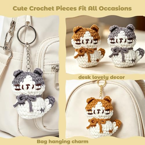 Image of JueRum Cat Crochet Kit for Beginners - Step-by-Step Video Tutorials for Every Round, 40% Extra Easy Yarn, Complete Amigurumi Starter Kit for Adults & Teens, Perfect Beginner Crochet Gift