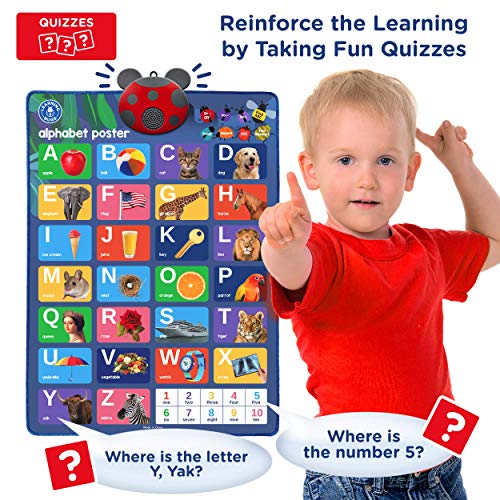 LEARNING BUGS Interactive ABC & 123s Talking Poster & Musical Wall Chart, Best Educational Toy for 2 Year olds and 3 Year olds. Electronic Toddler Toys for Boys & Girls. - Thumbnail 2