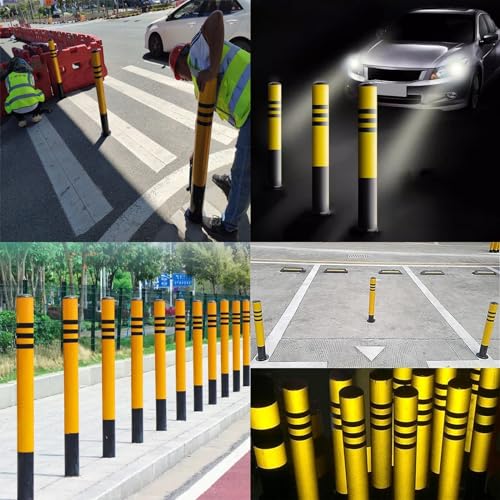 Bolardos De Tráfico, Conos De Tráfico, Barrera De Seguridad, Postes Delimitadores De Tráfico De Hierro, Poste Delimitador Amarillo con Base, Barrera De Seguridad De,Yellow-H60cm 2pc