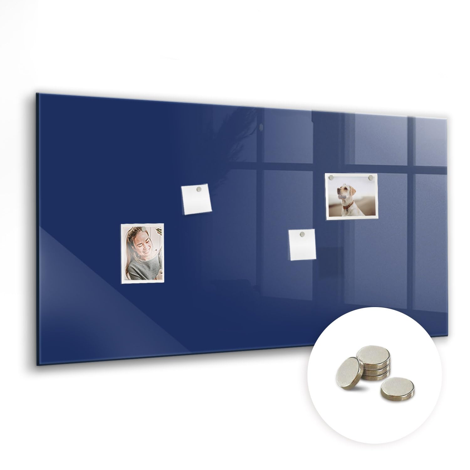 Premium Glas-Magnettafel | Magnetisches Whiteboard mit Glasoberfläche | Mit starken Neodym-Magneten & Marker | Perfekt für Büro, Küche & Arbeitszimmer - 120x60cm Blaue Farbe