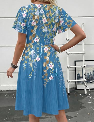 Image of Zeagoo Womens Summer Dress Casual Swing Sundresses Floral Ruffle Short Sleeve Wedding Guest Dress Beach Mini Dress 2026