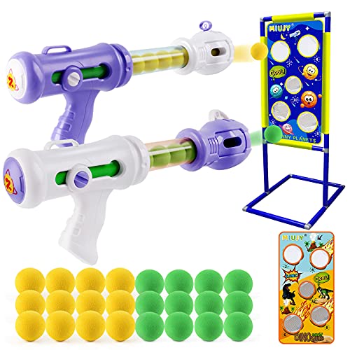 Shooting Game Toy for Boys Ages 5 6 7 8 9 10 + Year Old, Ideal Gift for Kids Birthday or Christmas, Foam Ball Popper Air Guns with Shooting Target Dinosaur & Space, Compatible with Nerf Toy Guns