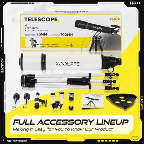 undefined Telescope, 90mm Aperture 700mm with Vertisteel AZ Mounting Slow-Motion Mount, High Power for Astronomy Enthusiasts, Easy for Kids, with Carry Bag, Wireless Remote Control, Phone Adapter,White の商品画像 7