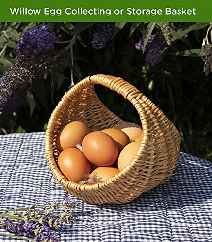 Wrenbury Small Egg Collecting Basket, Buff Natural Willow Basket |Mushroom Basket Nut Harvesting Basket Perfect for Foraging Mushrooms, Berries and Nuts