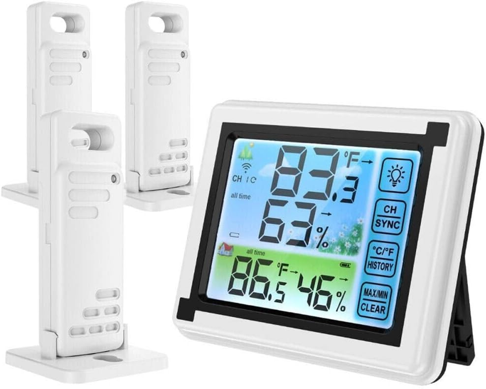Wireless Temperature Sensor System Digital Hygrometer Thermometer Set 3 Remote Sensors UK Digital ...