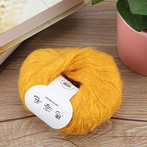 Tomotato Mohair Wool Yarn, Soft Angora Knitting, Long Mohair Pashm, DIY Shawl Scarf, Crochet Thread Supplies (Yellow) - Image 3