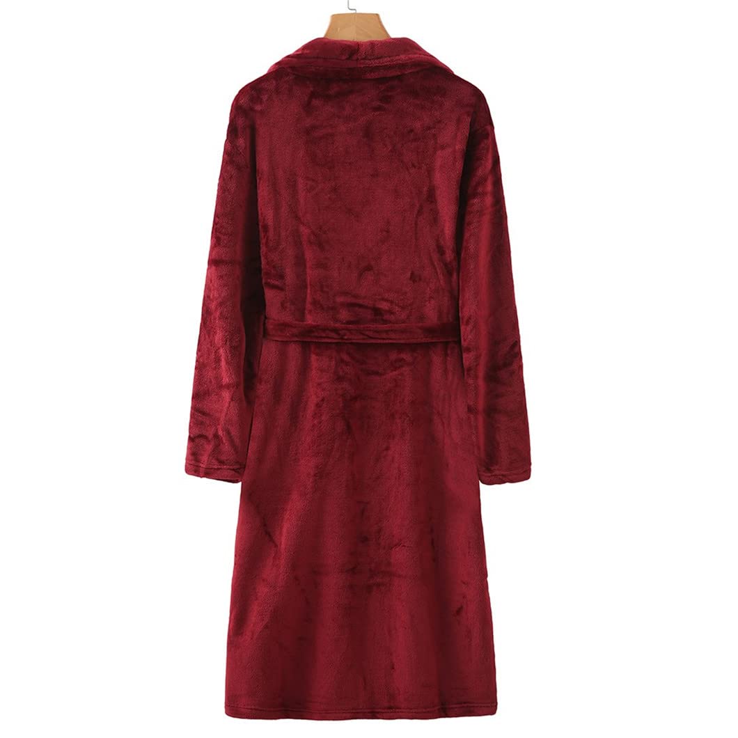 keusyoi Damski zimowy flanelowy szlafrok kimono szlafrok pogrubiony polar koszula nocna z kieszeniami długa bielizna nocna męska bielizna nocna odzież domowa