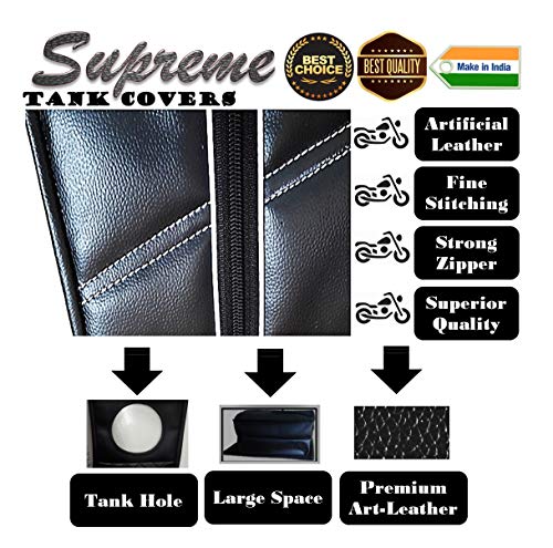 Image of Stylish Tank Cover with Large Space for Gixxer SF - White Piping on Black