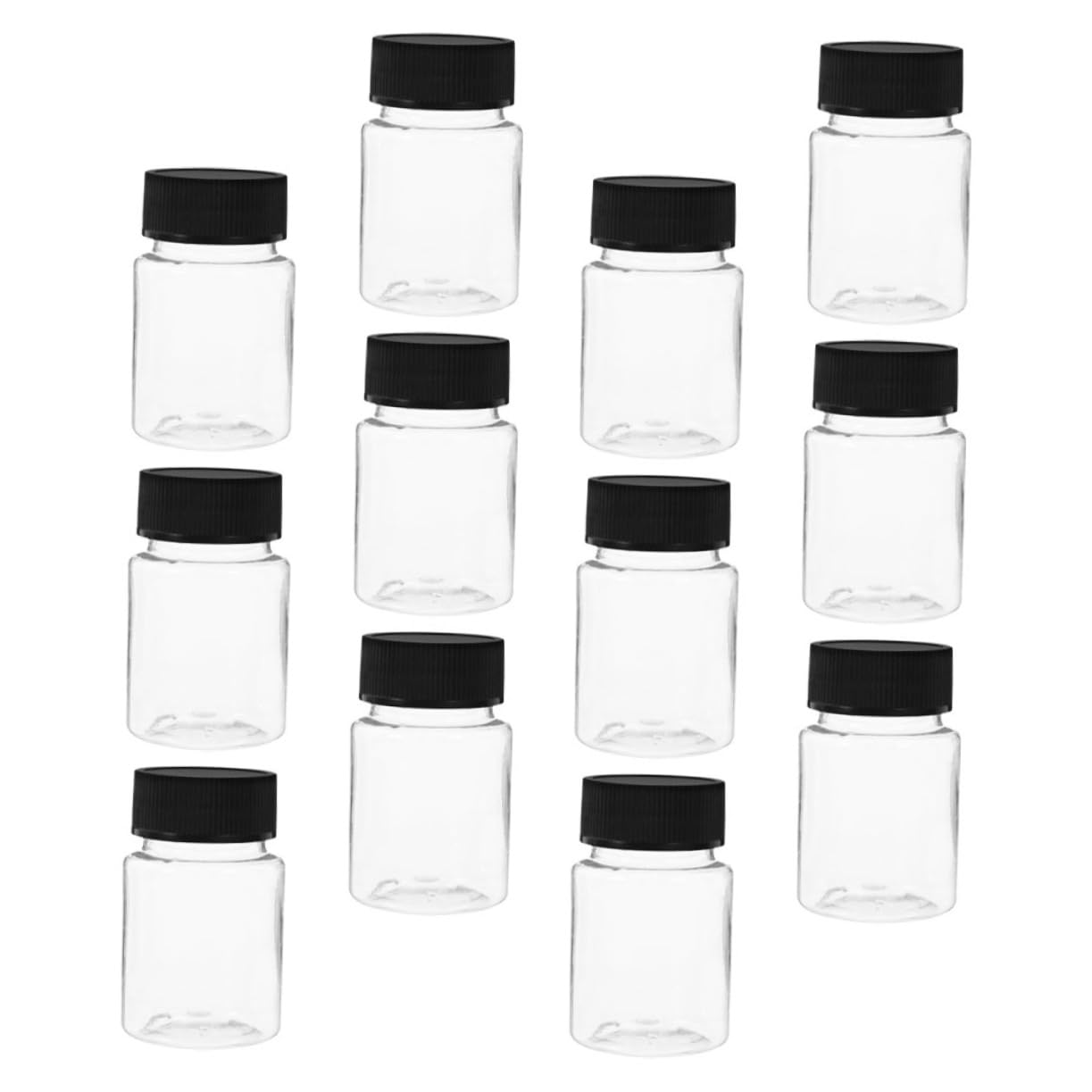 SOLUSTRE 12pcs Plastic Sample Bottles Wide Mouth Reagent Bottles W/caps Laboratory Liquids Storage 100ml Black Cap Secure Seal for Samples