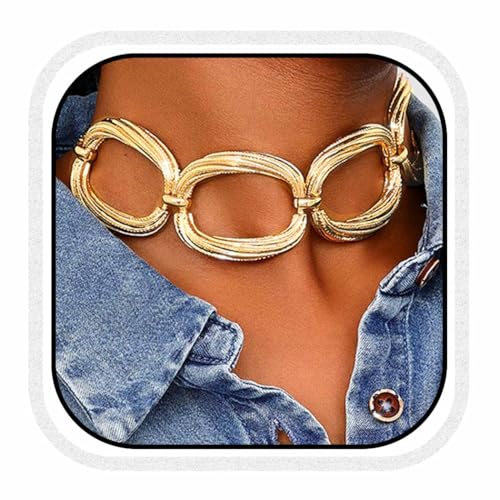 CLOACE Chunky Choker Necklace Gold Thick Necklaces Punk Cuban Chain Jewelry Accessories for Women