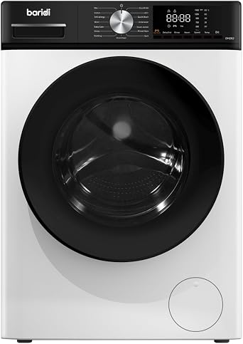 Baridi 8kg Front Load Washing Machine, 1400rpm Spin, 15 Programmes, BLDC Inverter Motor, Energy Rating A, White, Quiet Freestanding Laundry Care - DH262