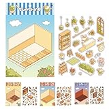 Forme de maison sympathique : montrez votre talent avec nos autocollants « Make Your Own House ». Ajoutez de la profondeur et du plaisir à vos carnets ou objets personnels en présentant parfaitement divers éléments de pièce et de meubles, créant une scène de chalet 3D captivante