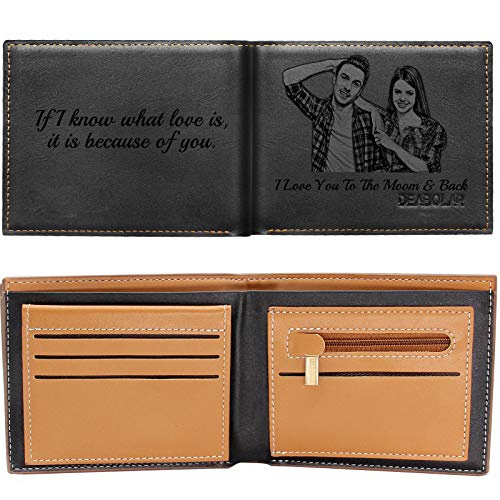 Personalized Wallets for Men,Custom Photo Wallet Engraved,Trifold Leather Wallet (Black)3