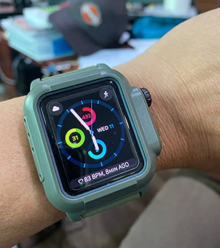 Waterproof Smart Watch Band For Apple Watch Series 4 6 5 Se 44Mm With Impact Resistant Case, Bumper Cover With Soft Silicone Strap Shock Drop Proof Men Women Military Sport (Green, 44Mm) #TOP5