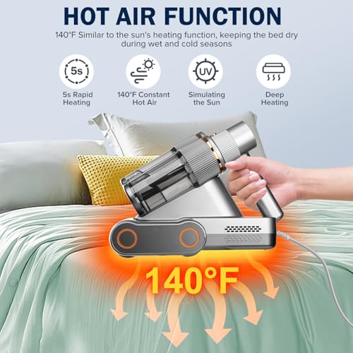 Mattress-Vacuum-Cleaner-Handheld-Bed-Vacuum-with-UV-C-Light-16Kpa-Suction-30000-RPM-Dual-Drum-Brushes140F-Hot-Air-Ultrasonic500W-Power-Mattress-Cleaner-Quickly-Removes-DustCorded Mattress Vacuum Cleaner Handheld Bed Vacuum with UV C Light 16Kpa Suction 30000 RPM Dual Drum Brushes140F Hot Air Ultrasonic500W Power Mattress Cleaner Quickly Removes DustCorded