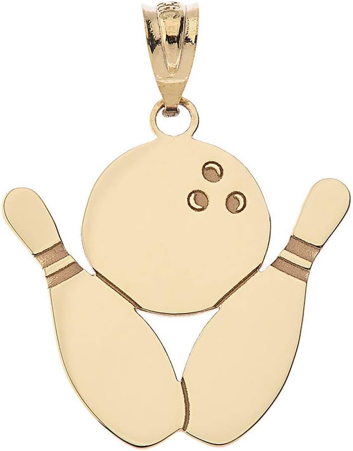 Certified 14k Gold Personalized Bowling Pins and Ball Sports Pendant Necklace with Your Name