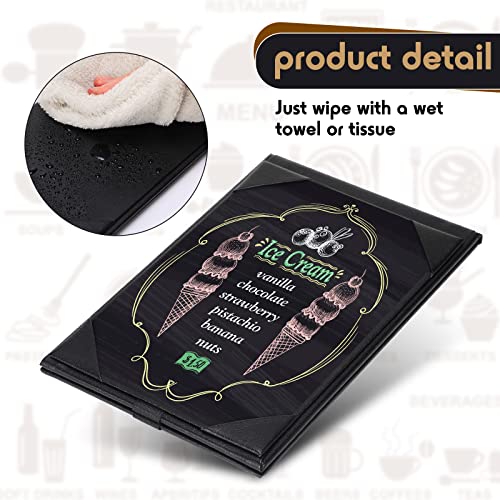 gerrii leatherette table tents black pu leather menu covers bulk double sided frame sign holders 2 side drink dessert menu folders for restaurant coffee cafe bar wedding supplies12 pack4 x 6 inch