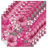Juego de 6 servilletas cuadradas de tela de flores rosadas, reutilizables, lavables, de poliéster, para cenas y fiestas