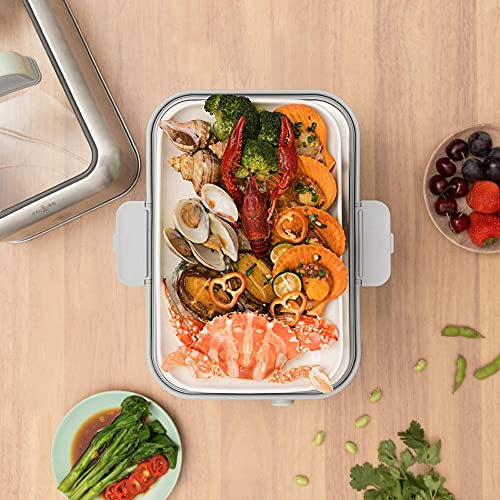 Image of BUYDEEM G563 5-Quart Electric Food Steamer for Cooking, One Touch Vegetable Steamer, Digital Multifunctional Steamer, Quick Steam in 60s, Stainless Steel Steamer Tray & Glass Lid, Cozy Greenish
