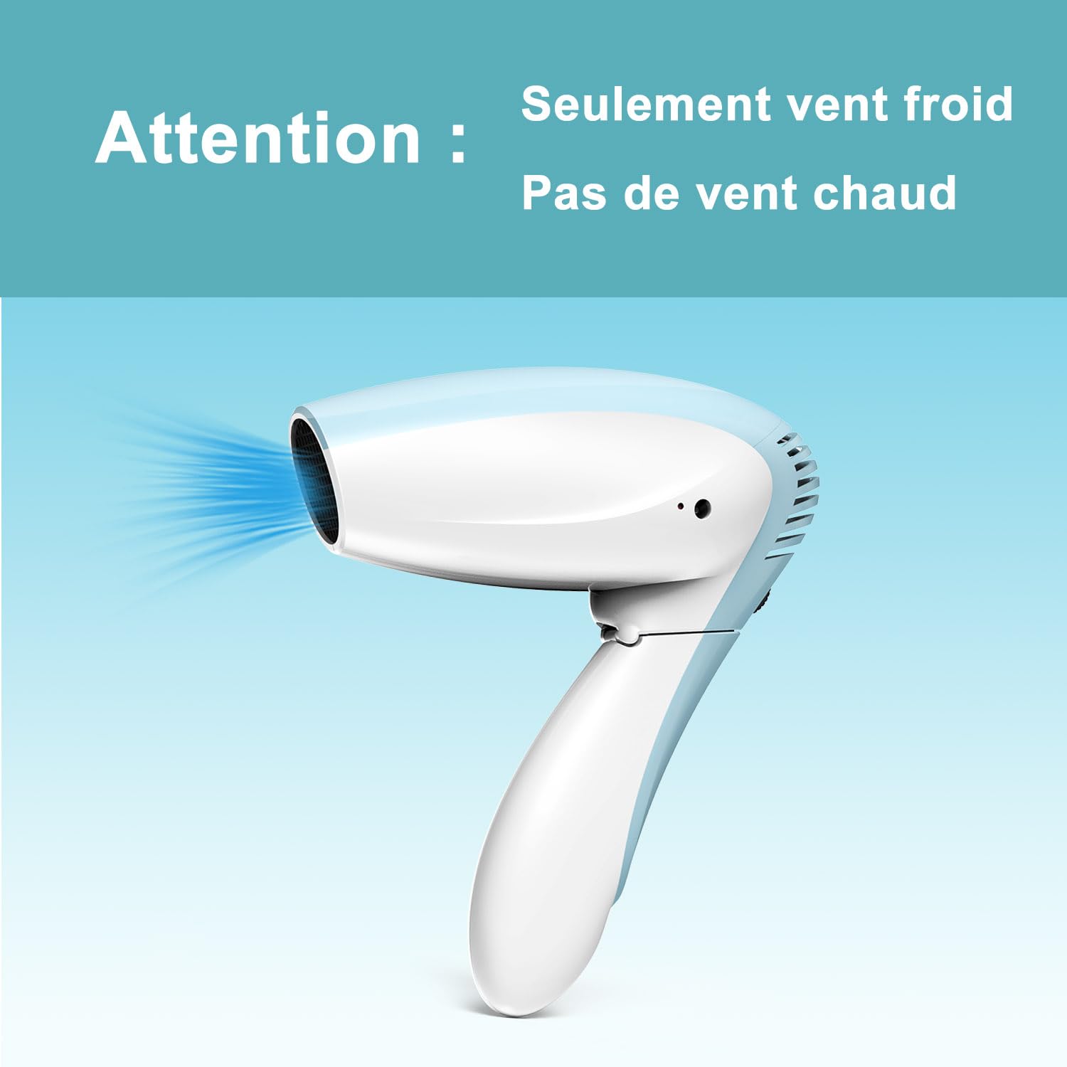 Sèche Cheveux Sans Fil Rechargeable en USB, Froid Air Mini Sèche-cheveux | Portable poignée pliable, cordless hair dryer Sèche-Cheveux Léger Pour La Maison /Le Voyage l'extérieur piscine camping BBQ