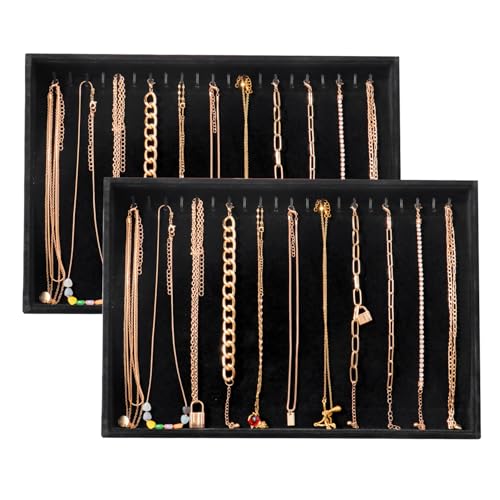 Image of Large Velvet Jewelry Tray Display Drawer Inserts 2 Pack