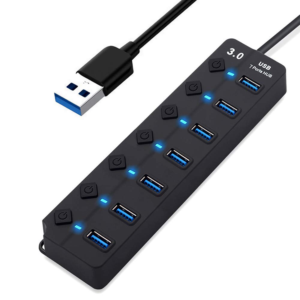 Buy 7Port USB 3.0 Hub with Individual Power Switches and Lights, High