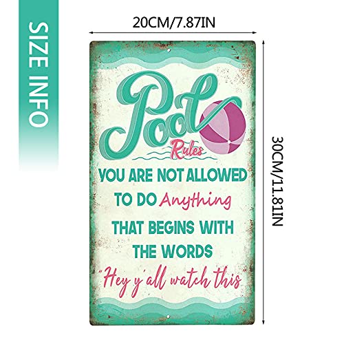 Swimming Pool Rules Sign, 7.8X11.8 Inch Durable Metal Sign, Swimming Pool Decorative Sign For River Beach Water Park Farmhouse Indoor/Outdoor Pool Funny Wall Art Decor (Pool Rules - D) #TOP1