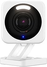WYZE, Cam v4 - Cámara de seguridad inteligente 2.5K HD Wi-Fi para interiores y exteriores, luz activada por movimiento, visión nocturna a color, audio de 2 vías, funciona con Alexa y Google, blanco