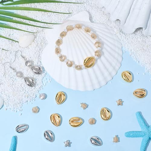 Cuentas de tortuga plateadas, conchas marinas y abalorios pequeños de plástico para playa 5