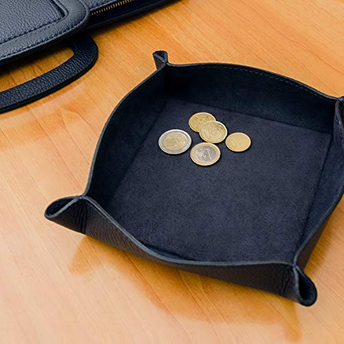 Maruse VT_NAVY Italian Tumble Leather Valet Tray Organizer thumb #1