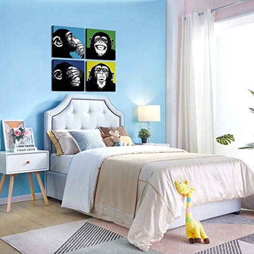 Modern Wall Art Animals Black And White Funny Modern Gorilla Monkey For Office Pop Art Monkey Painting Print Framed Wall Art For Home Decoration #TOP2