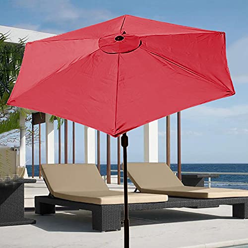 BTPOUY 9ft Patio Umbrella Replacement Canopy 6 Ribs Outdoor Market Table Umbrella Canopy Beach Sun Umbrella Replacement Cover Red (Canopy Only) - Image 3
