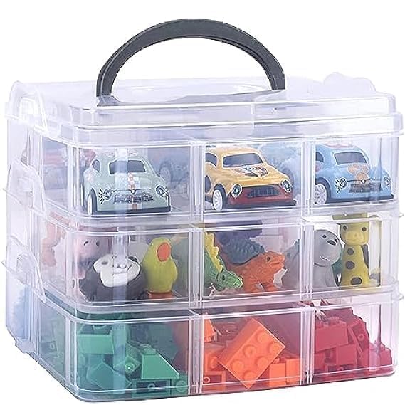 Image of LEMBOSE 1 PCS organizer storage box, 18 Grid Square Storage Box, toy organisers storage box, transparent box, 3-layer Jewelry Accessories Toy Finishing Box, Multi-purpose Storage Container(BLUE)