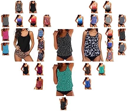 BBring Bikini dames set sexy tweedelig tankini-badpak voor dames, hooggesloten, ruches bovendeel met badpakken onderaan tankini bovendeel dames enkel, GN2, XXL