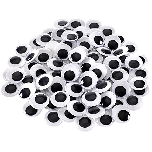 200 Piezas Adhesivos Ojos Móviles Negros de Plástico Redondo Autoadhesivo Ojos de Muñecas para Manualidades de Scrapbooking Artesanía Accesorios (20 mm)