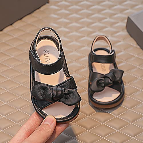 White Sandals for Girls Sandals Prewalker Shoes Beach Toddler Children Girls Baby Bowknot Summer Girl's Shoes (Black, 8.5 Toddler)2