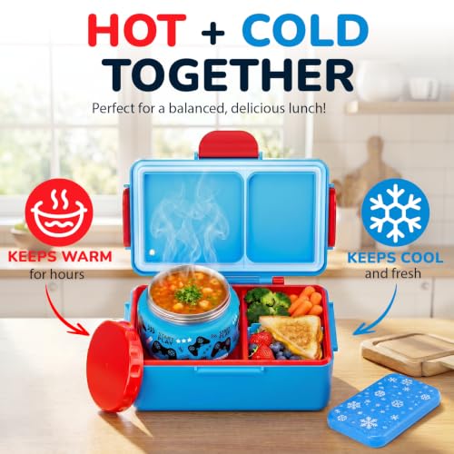Image of Bento Lunch Box for Kids-3 Compartment Leak Proof Insulated Lunch Container