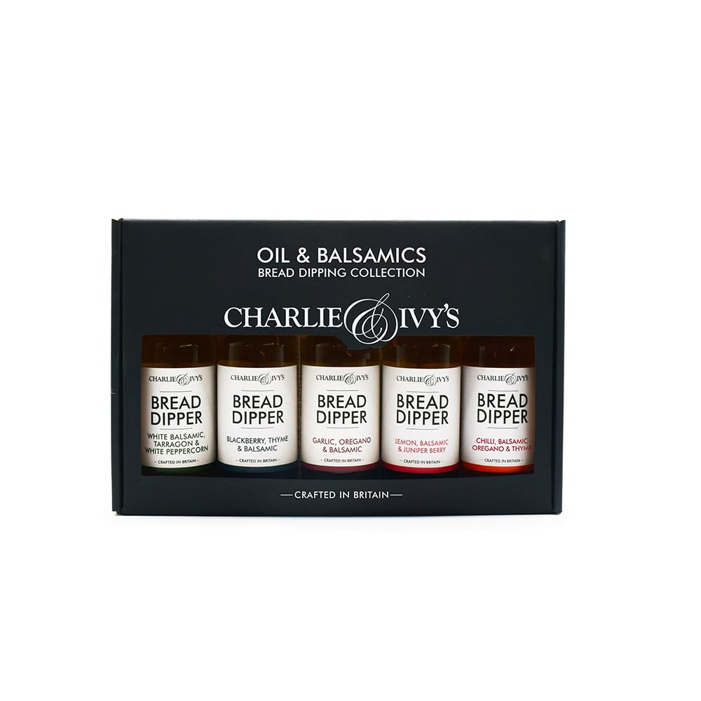 Charlie & Ivy's Oil & Balsamic Box 5 x 100ml - British Bread Dipping Oils - Great to dip, dress and drizzle