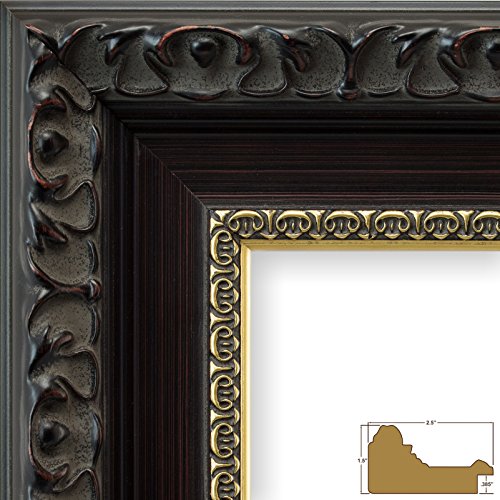 Craig Frames Devereux, 24 By 36-Inch Picture Frame, Antique Brushed Mahogany With Ornate Gold #TOP1